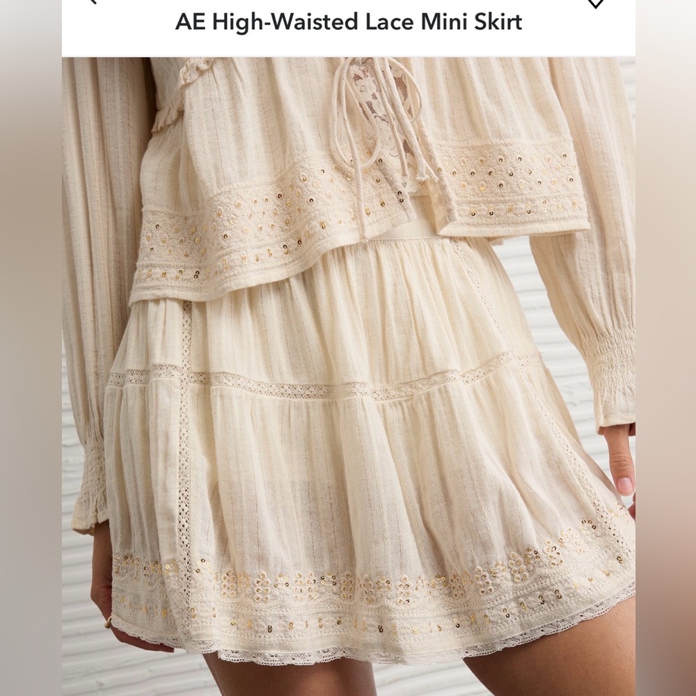 American Eagle Outfitters Cream High Rise Skort